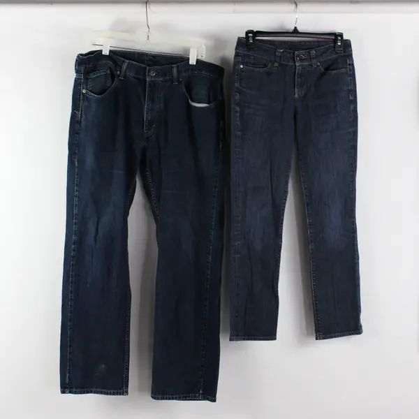 Lot of 4 Denim Jeans Scrap Fabric for Crafts Stained/Ripped/Damaged