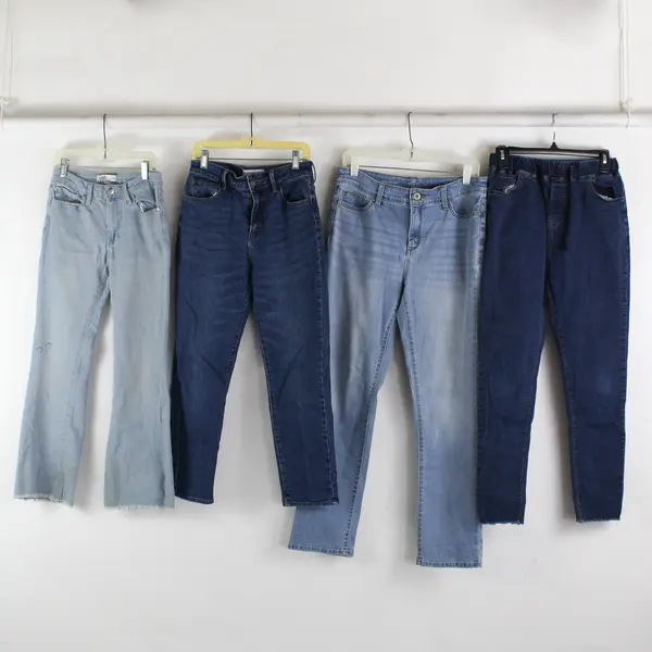 Lot of 4 Denim Jeans - Stained/Ripped/Damaged - Scrap Fabric for Crafts
