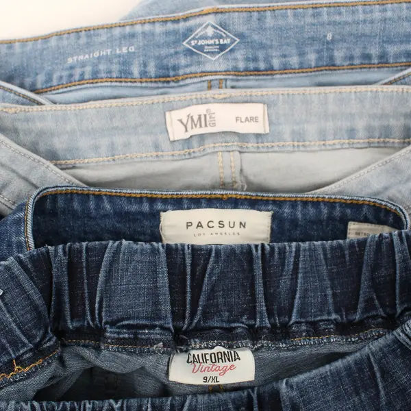 Lot of 4 Denim Jeans - Stained/Ripped/Damaged - Scrap Fabric for Crafts