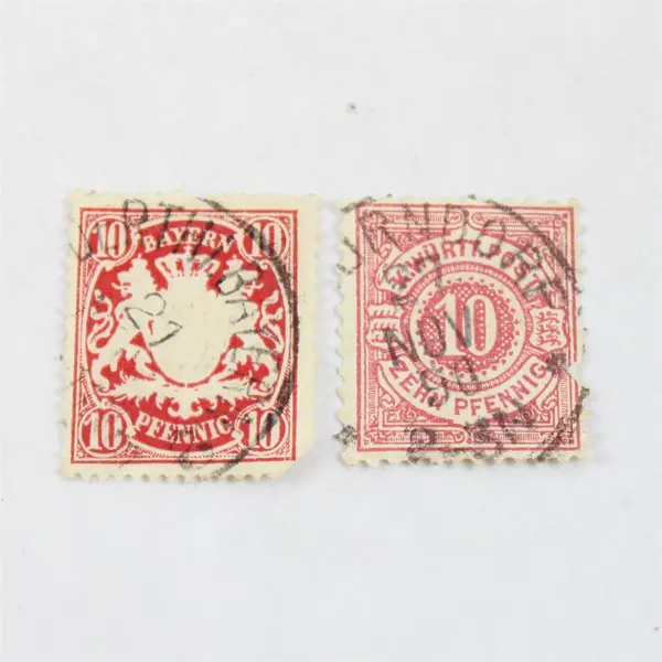 Lot Of 2 Germany States Bavaria Wurttemberg 10pf Stamps Used