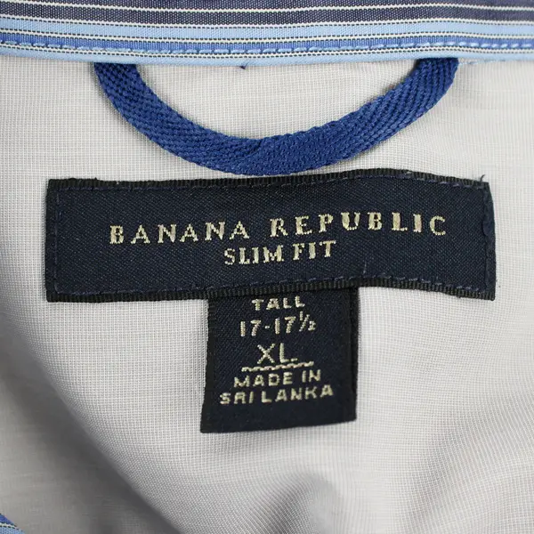 Banana Republic Slim Fit Blue Long Sleeve Collared Button Up Men's 17-17.5 XL