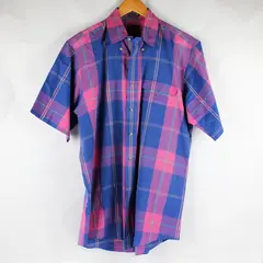 Gant Foxhunt Plaid Blue/Pink Short Sleeve Collared Button Up Men's LT Tall