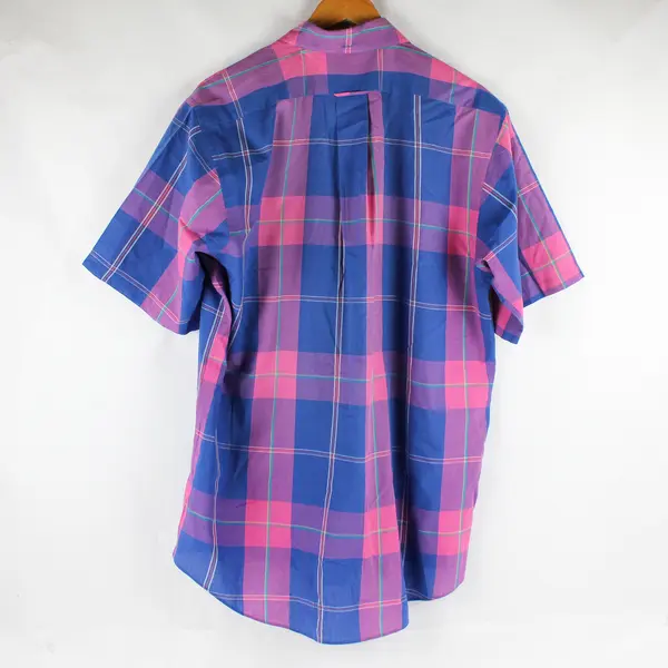 Gant Foxhunt Plaid Blue/Pink Short Sleeve Collared Button Up Men's LT Tall