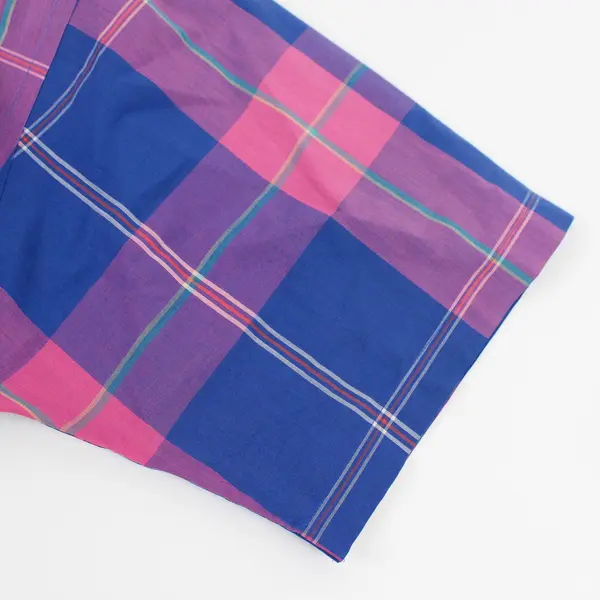 Gant Foxhunt Plaid Blue/Pink Short Sleeve Collared Button Up Men's LT Tall