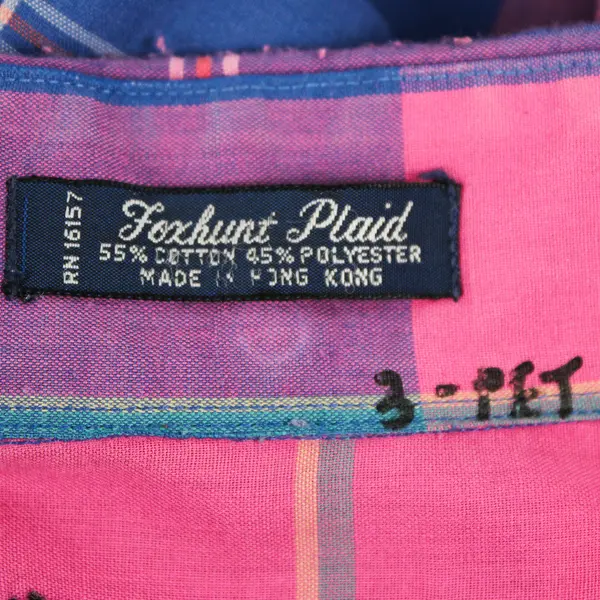 Gant Foxhunt Plaid Blue/Pink Short Sleeve Collared Button Up Men's LT Tall