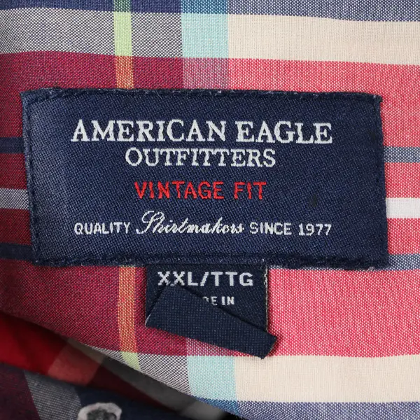 American Eagle Outfitters Plaid Short Sleeve Collared Button Up Men's XXL