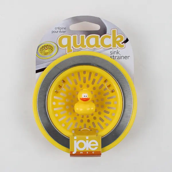 NWT Joie MSC Int. Quack Duck Figure Sink Strainer Yellow and Silver Unused