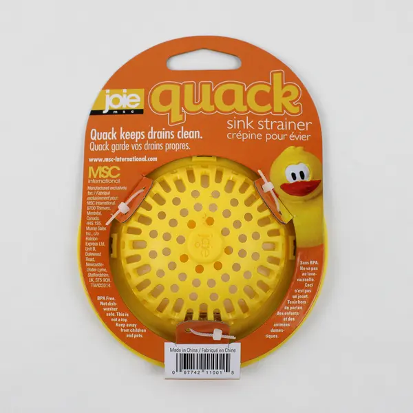 NWT Joie MSC Int. Quack Duck Figure Sink Strainer Yellow and Silver Unused