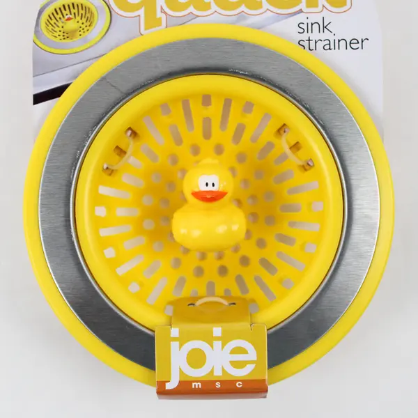 NWT Joie MSC Int. Quack Duck Figure Sink Strainer Yellow and Silver Unused