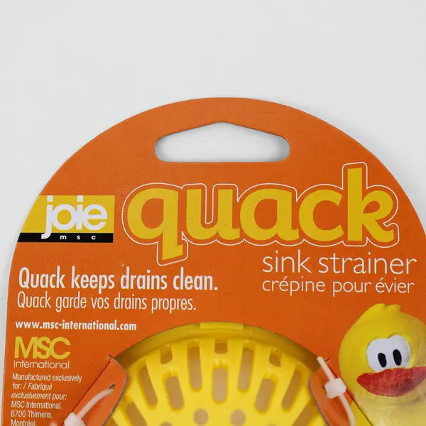 NWT Joie MSC Int. Quack Duck Figure Sink Strainer Yellow and Silver Unused