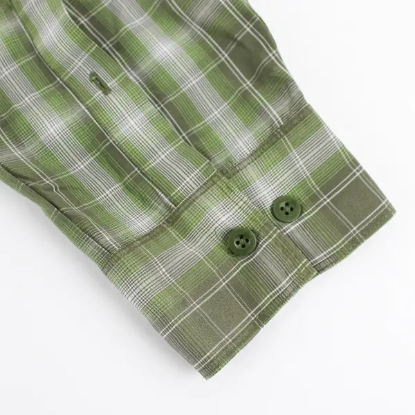 The North Face Green Plaid Long Sleeve Collared Button Up Mens XL