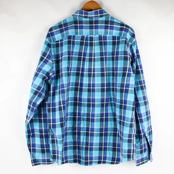 American Eagle Outfitters Blue Plaid Long Sleeve Collared Button Up Men's XXL