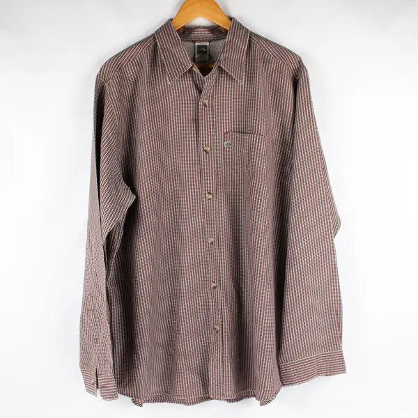 The North Face Red/Brown Gingham Long Sleeve Collared Button Up Men's XL