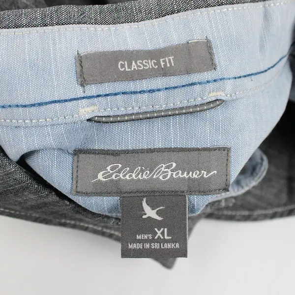 Eddie Bauer Solid Gray Color Long Sleeve Collared Button Up Men's XL