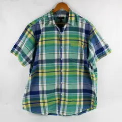 Club Room Blue/Green Plaid Short Sleeve Collared Button Up Men's XL