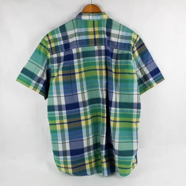 Club Room Blue/Green Plaid Short Sleeve Collared Button Up Men's XL