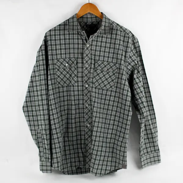 Banana Republic Gray/Green Plaid Long Sleeve Collared Button Up Men's 17-17.5 XL