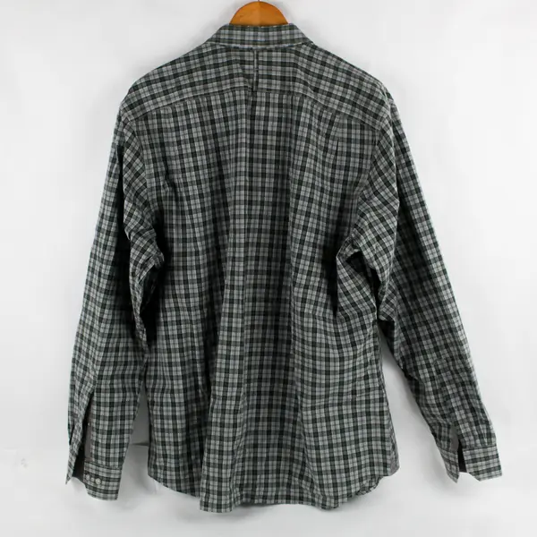 Banana Republic Gray/Green Plaid Long Sleeve Collared Button Up Men's 17-17.5 XL