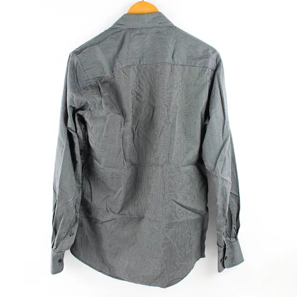 H&M Men’s S/P 15 Black and White Striped Slim Fit Long Sleeve Cotton Dress Shirt