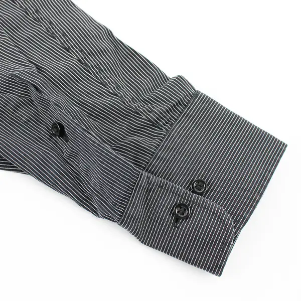 H&M Men’s S/P 15 Black and White Striped Slim Fit Long Sleeve Cotton Dress Shirt