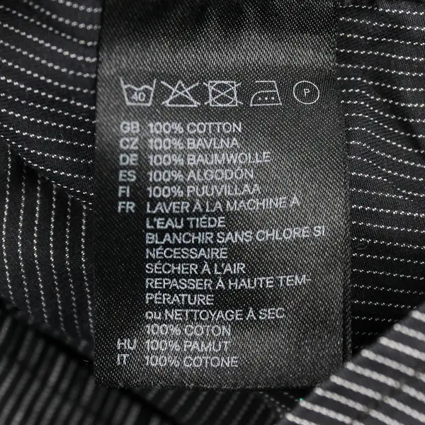 H&M Men’s S/P 15 Black and White Striped Slim Fit Long Sleeve Cotton Dress Shirt