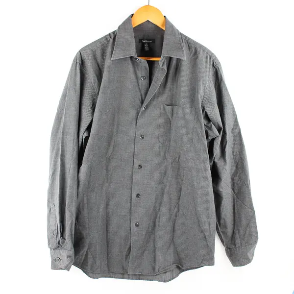 Van Heusen Men's M 15-15.5 Gray/Black Long Sleeve Button Up Dress Shirt