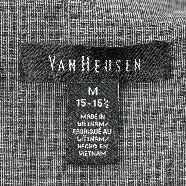 Van Heusen Men's M 15-15.5 Gray/Black Long Sleeve Button Up Dress Shirt