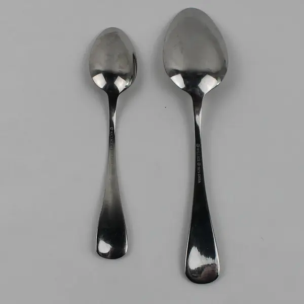 Lot of 2 Wallace Silver Blaine Pattern 18/10 Stainless Teaspoon Oval Soup Spoon