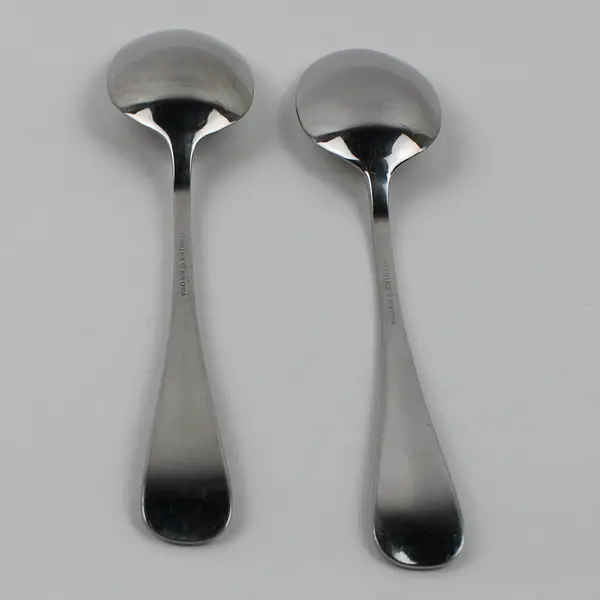 Lot of 2 Wallace Silver Blaine Pattern 18/10 SS Solid Serving Spoons 8.5" HTF