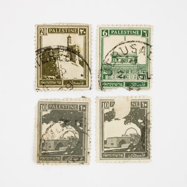 Lot of 4 British Palestine Architecture Stamps Used 1930s