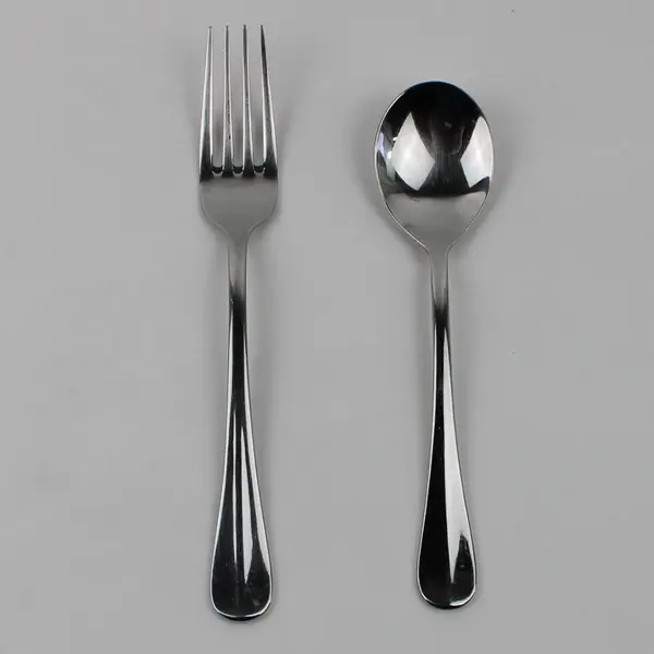 2 Wallace Silver Baguette Pattern 18/10 SS Round Soup Spoon Salad Fork HTF Rare