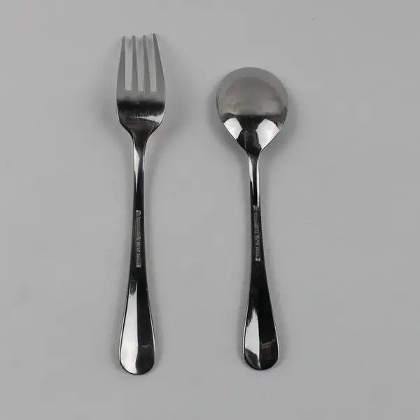2 Wallace Silver Baguette Pattern 18/10 SS Round Soup Spoon Salad Fork HTF Rare