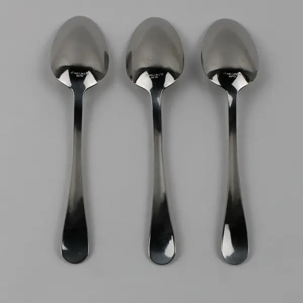 Lot of 3 Wallace Silver Baguette Pattern 18/10 Stainless 8" Serving Spoons Good