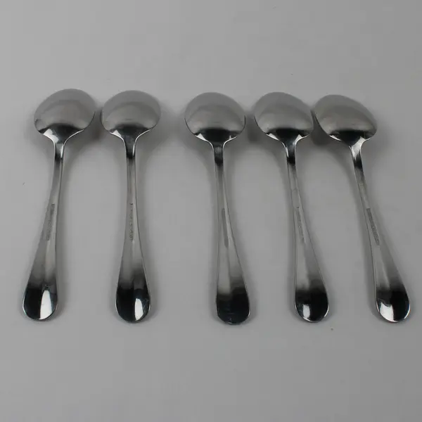 Lot of 5 Wallace Silver Baguette Pattern 18/10 Stainless 7.75" Oval Soup Spoons 