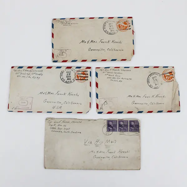 Lot Of 4 1944 WWII Letters Airmail Leo Keechi Greenville California Family