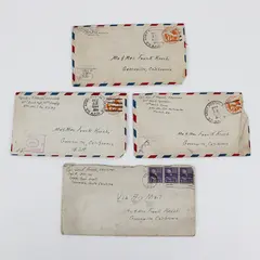 Lot Of 4 1944 WWII Letters Airmail Leo Keechi Greenville California Family