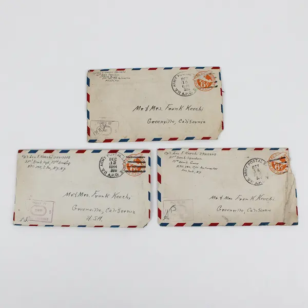 Lot Of 4 1944 WWII Letters Airmail Leo Keechi Greenville California Family