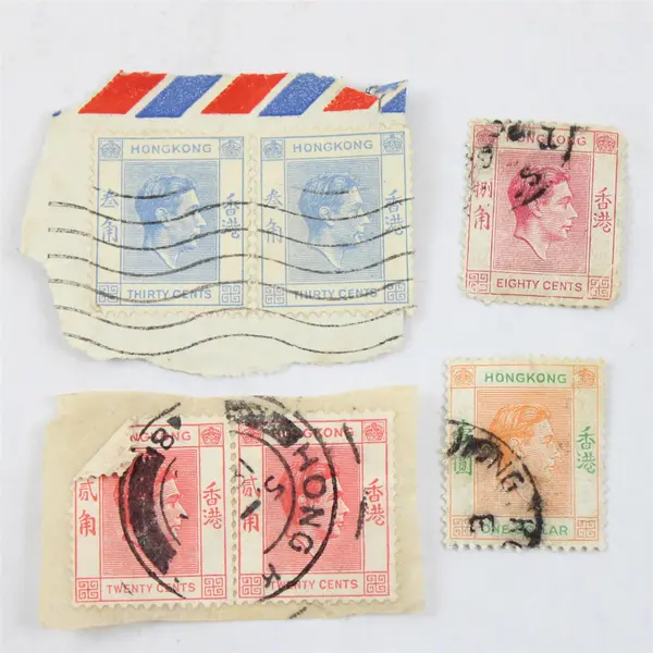 Lot Of 6 Hong Kong King George VI 20/30/80 Cents 1 Dollar Stamps Used