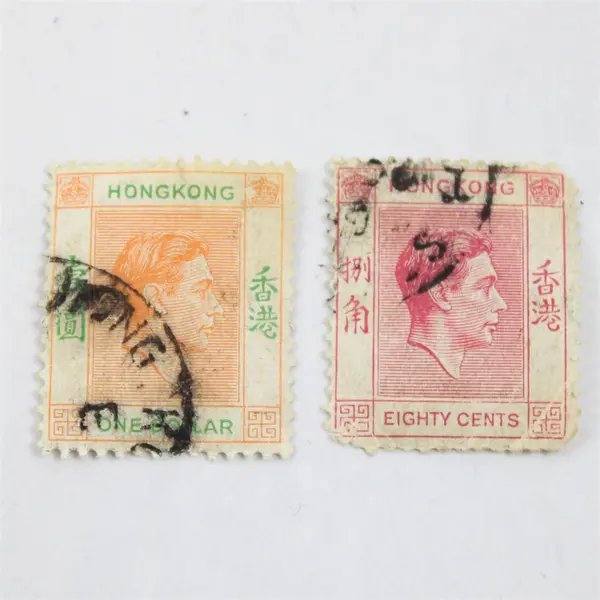 Lot Of 6 Hong Kong King George VI 20/30/80 Cents 1 Dollar Stamps Used