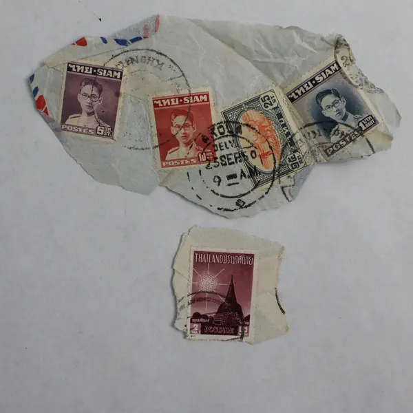 Lot Of 5 Thailand Stamps Used On Paper King Rama IX 1950 & Birth Of Buddha 1957 