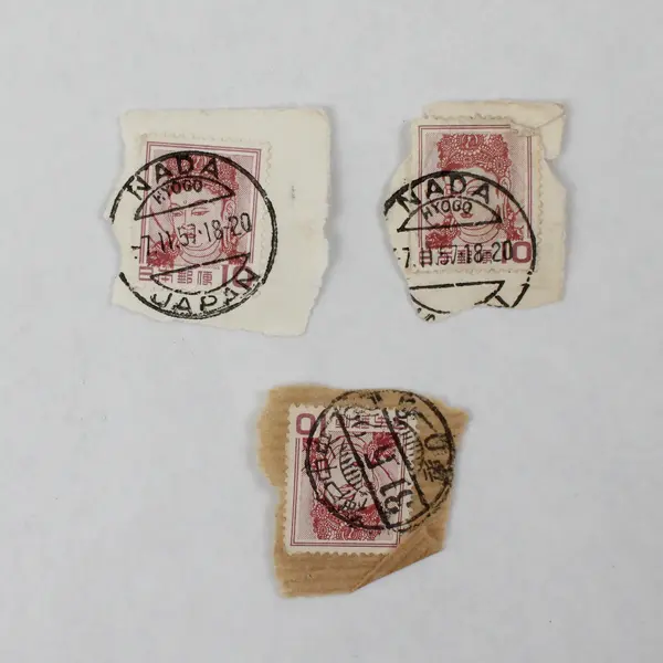 Lot Of 3 Japan Goddess Kannon 10y Stamps On Paper Used 1950s Nada Postmark