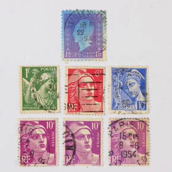 Lot Of 7 France Marianne Stamps Used 1940s 1950s