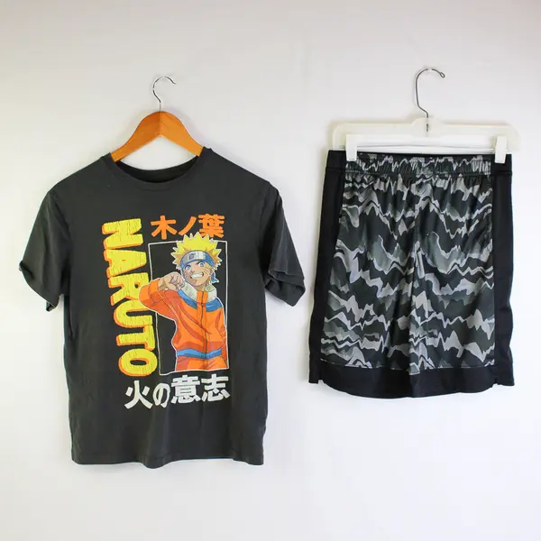 Lot of 2 Mixed Brands Youth Boys XL (14) Graphic T-shirt and Athletic Shorts