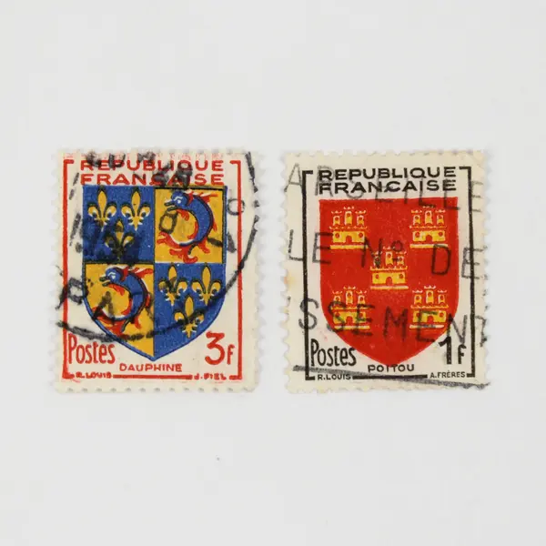 Lot Of 4 France 1953 Coat Of Arms Dauphine Poitou Stamps Used
