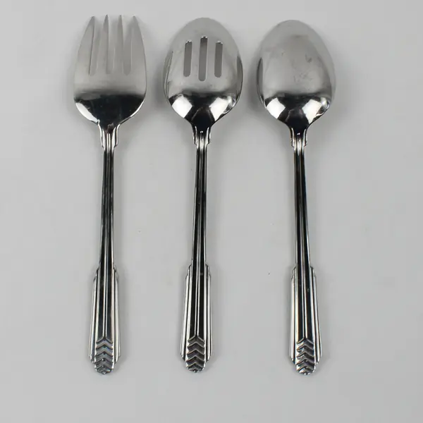 Lot Of 3 Fortunoff FTU7 (Stainless) Flatware Serving Fork & Spoons 8.75" Long