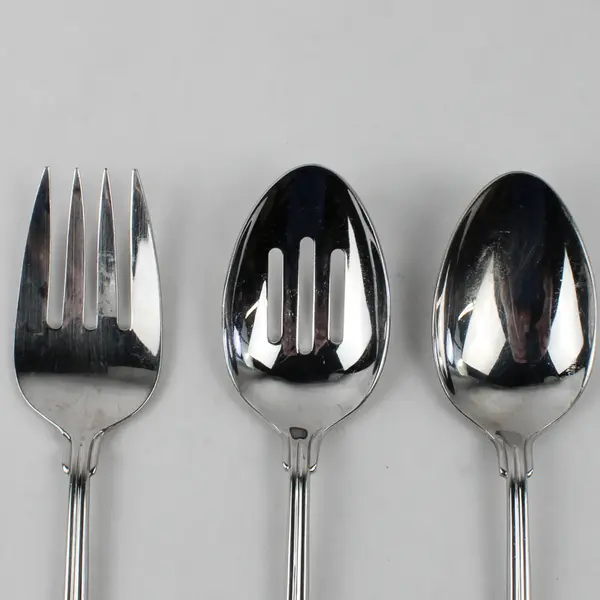 Lot Of 3 Fortunoff FTU7 (Stainless) Flatware Serving Fork & Spoons 8.75" Long