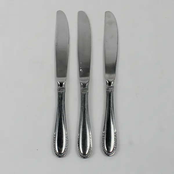 Lot Of 3 Oneida Silver Wheat (Stainless) Flatware Dinner Knives 9.25" Long