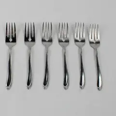Lot Of 6 Oneida Silver Whispering Sand (Stainless) Flatware Salad Forks 6.25"