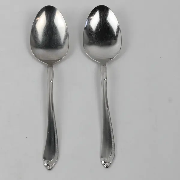 Lot Of 2 Oneida Silver Whispering Sand (Stainless) Flatware Serving Spoon 8.5"