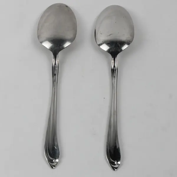 Lot Of 2 Oneida Silver Whispering Sand (Stainless) Flatware Serving Spoon 8.5"